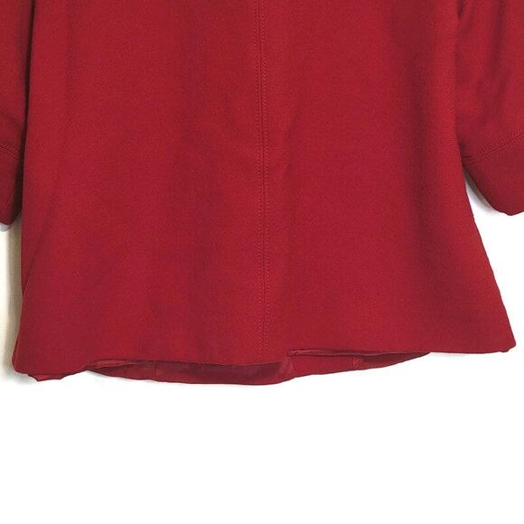 Lafayette 148 New York Red Swing Coat Virgin Wool 3/4 Sleeve Short Size 12 - Picture 9 of 16
